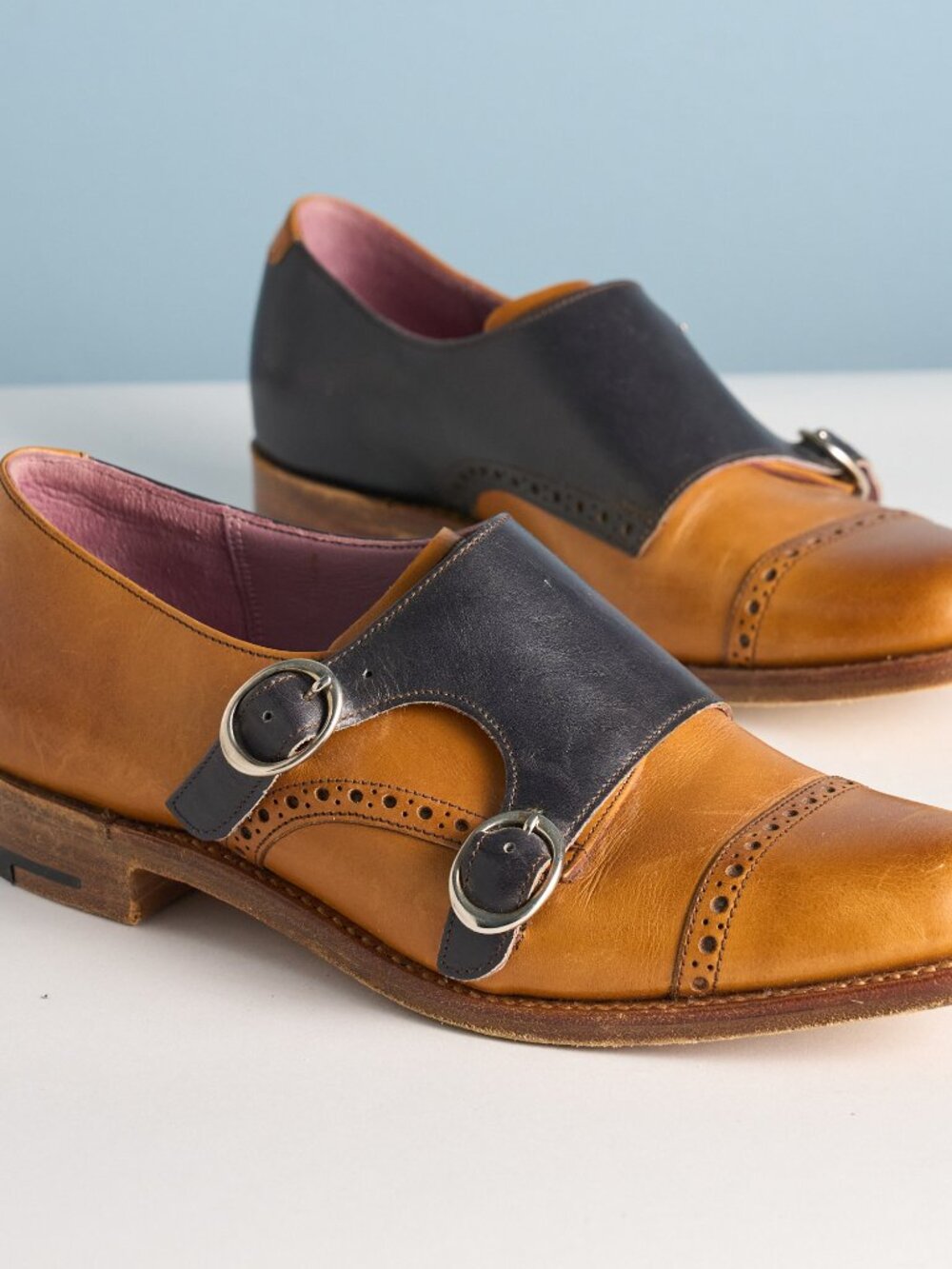 Barker Charlotte Double Monk Strap Shoes – Cedar & Blue Calf Leather | EU36